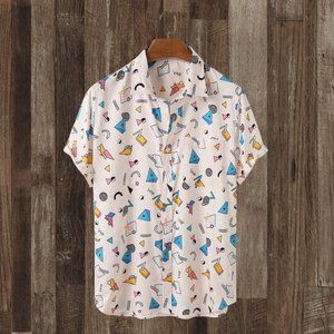 Multi-Colored Cartoon Tools Print Shirt